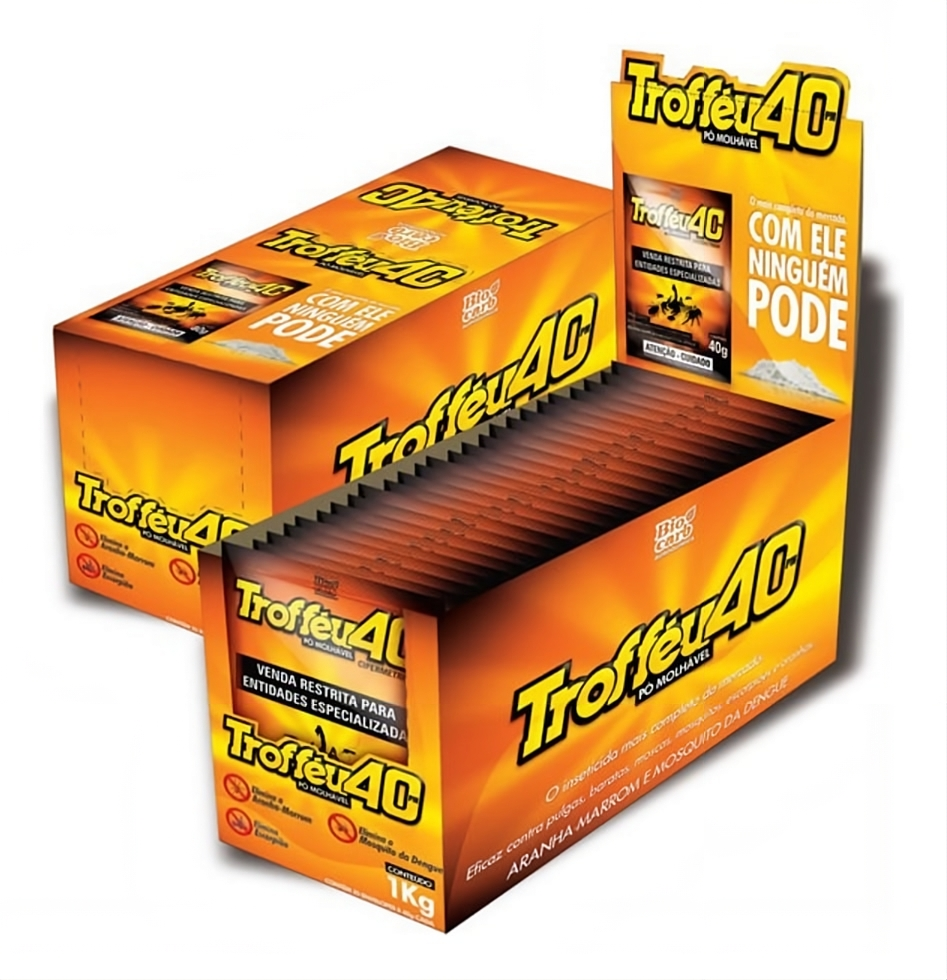 Caixa Troffeu 40 Pó Molhavel 40g Repelente 25 Unidades
