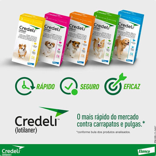 Miniatura: Credeli 112,5mg Para Cães De 2,5kg A 5,5Kg - 3 Comprimidos