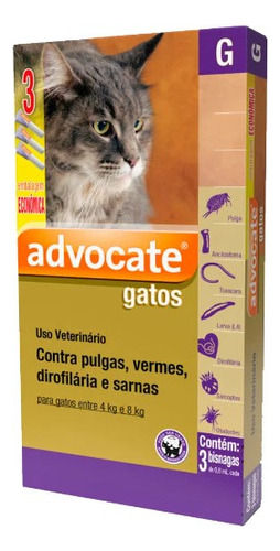 Antipulgas Advocate Para Gatos De 4 A 8 Kg Combo 3 Pipetas