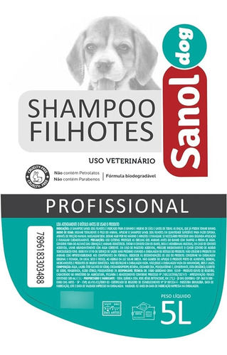 Miniatura: Shampoo Sanol Dog Filhotes Bio Queratina Vegetal 5 Litros