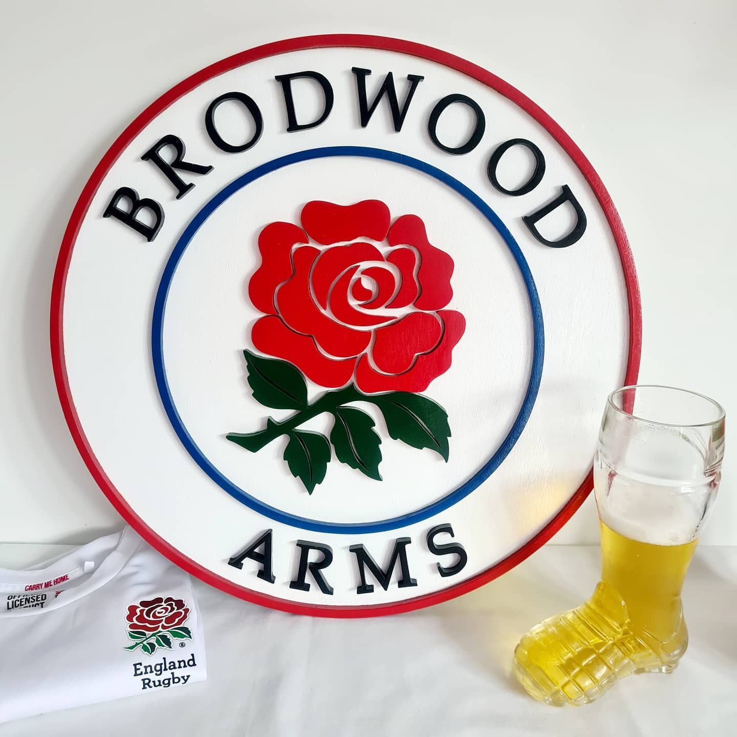 Personalised England Rugby Rose sign. Prices from