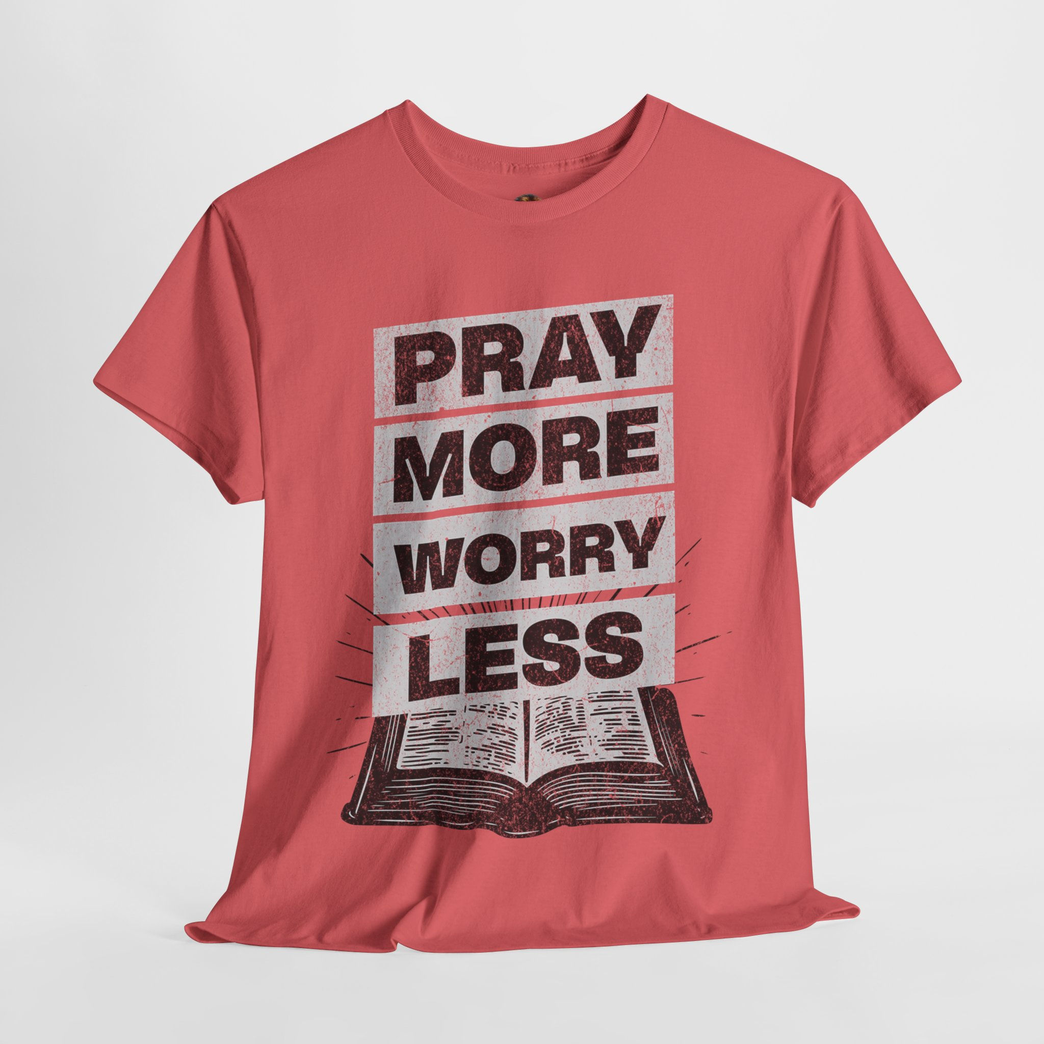 Inspirational Unisex Heavy Cotton Tee - 'Pray More Worry Less'