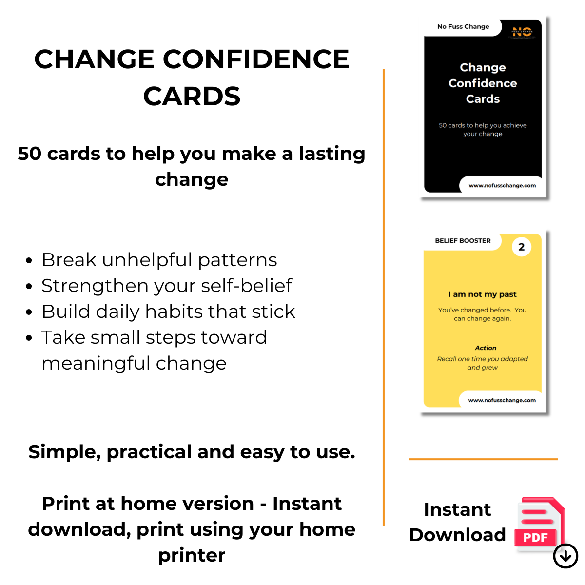 Change Confidence Cards - Print at home version
