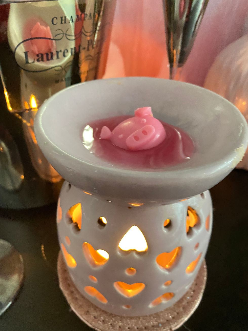 Eye-level view of a collection of wax melts in eco-friendly packaging