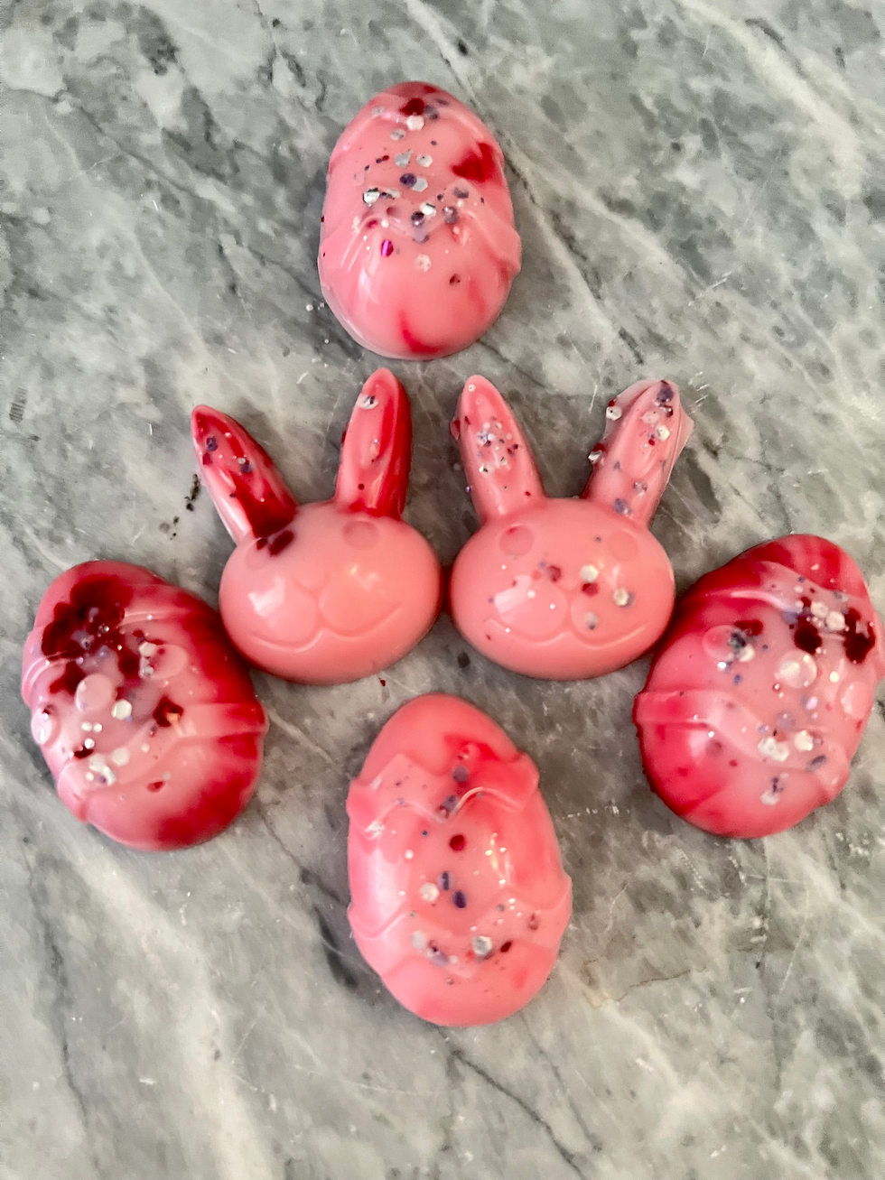 Thumbnail: Rhubarb Rose fragranced Easter melts in a pretty bunny box.