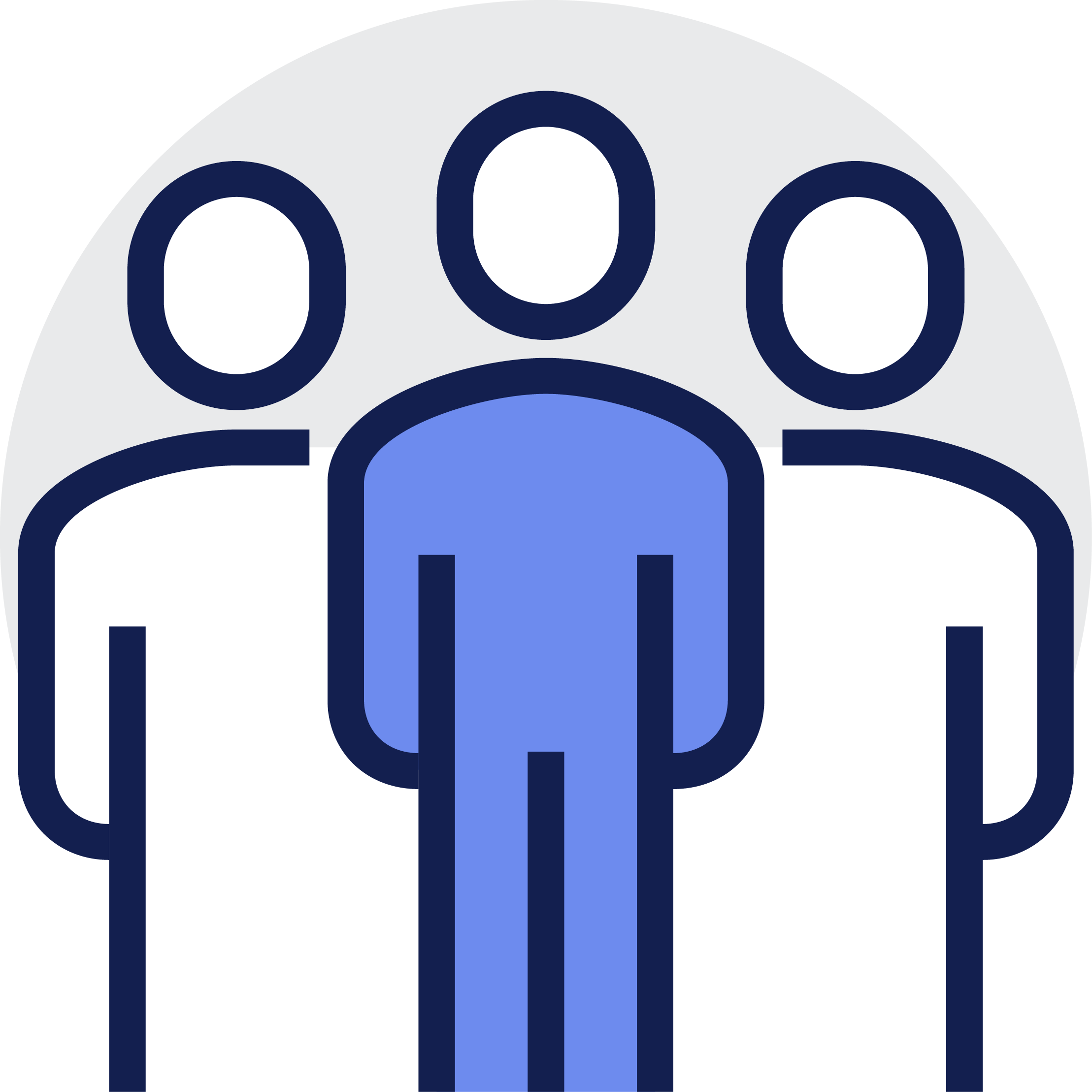 Three stylized people figures, central one blue, representing a team or group.