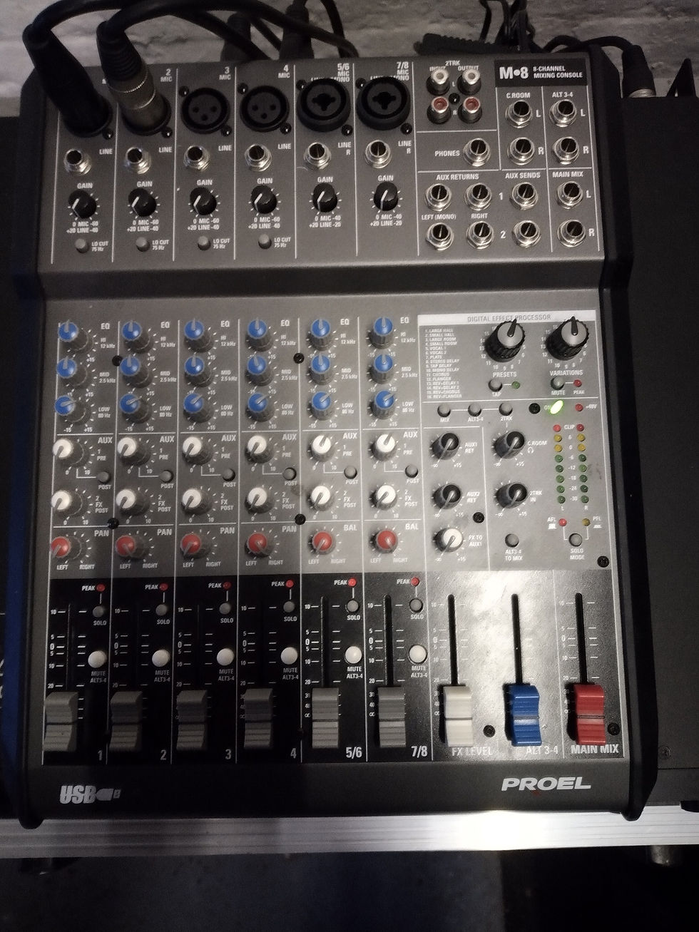Thumbnail: Proel M8USB 8 Channel Mixer With Effects. Pre-Owned. As New. Case.