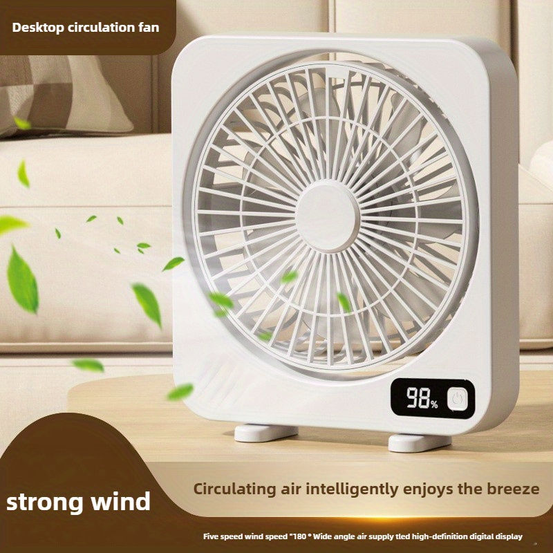 Miniature : Rechargeable Mini Desktop Fan 1200mAh 5 Gears Portable Cooling Fan Powerful Wind