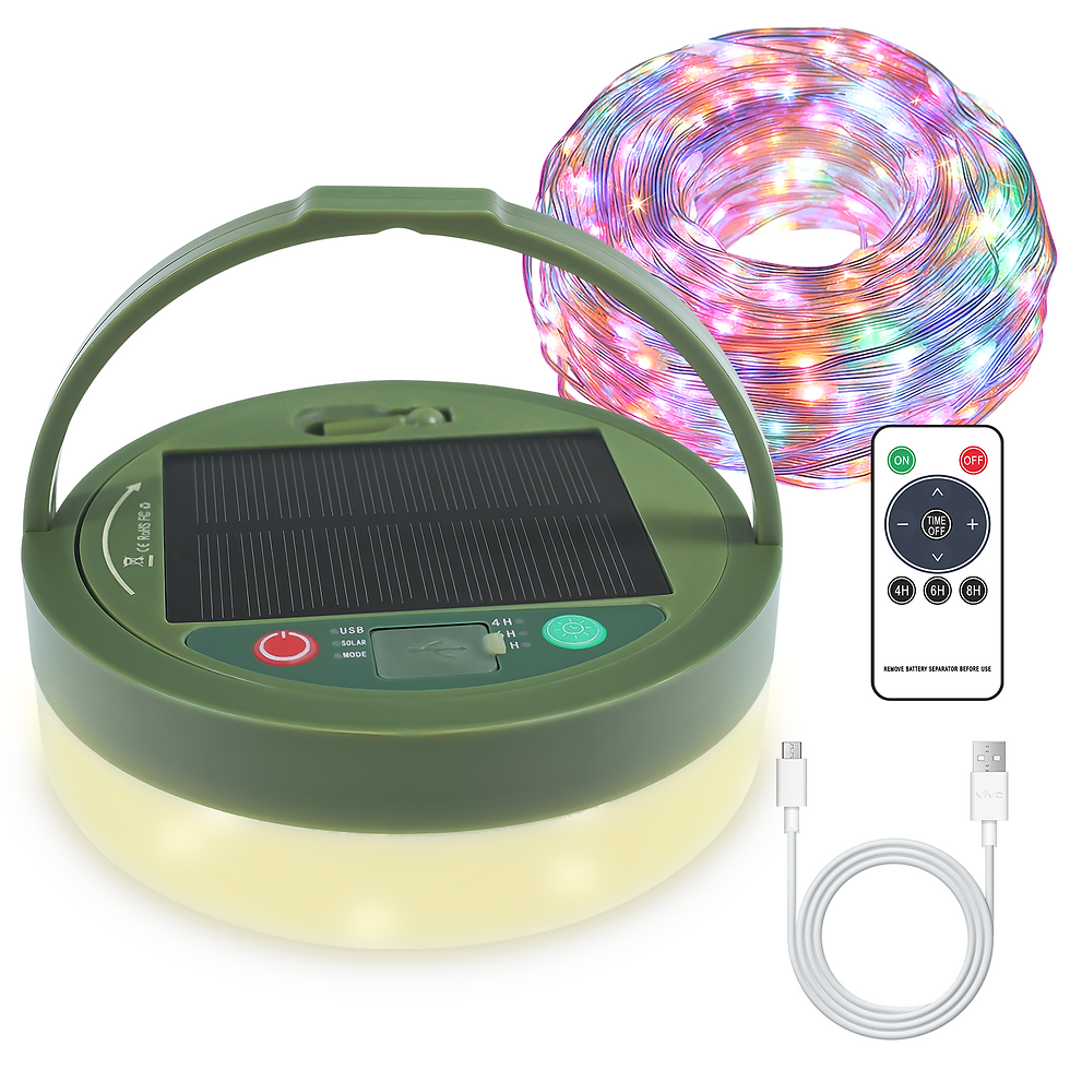 Miniature : Solar Christmas Lights 10M Camping String Lights Rechargeable Outdoor Tent Lante