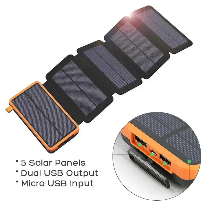 20000mAh Solar Power Bank External Battery Pack Folding Solar Panel Powerbank Do