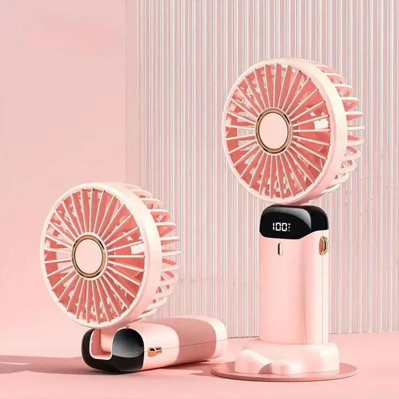 Miniature : Portable Handheld Personal Rechargeable Fan LED Digital Display 90°Adjustable  