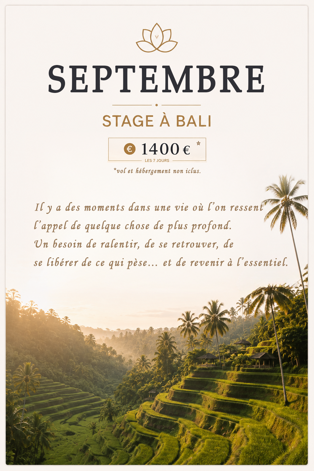 Stage Bali -------- 2027 --------- SEPTEMBRE - Date : Non disponible