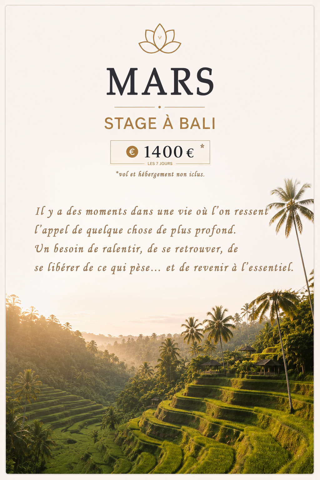 Stage Bali -------- 2027 --------- MARS - Date : Non disponible