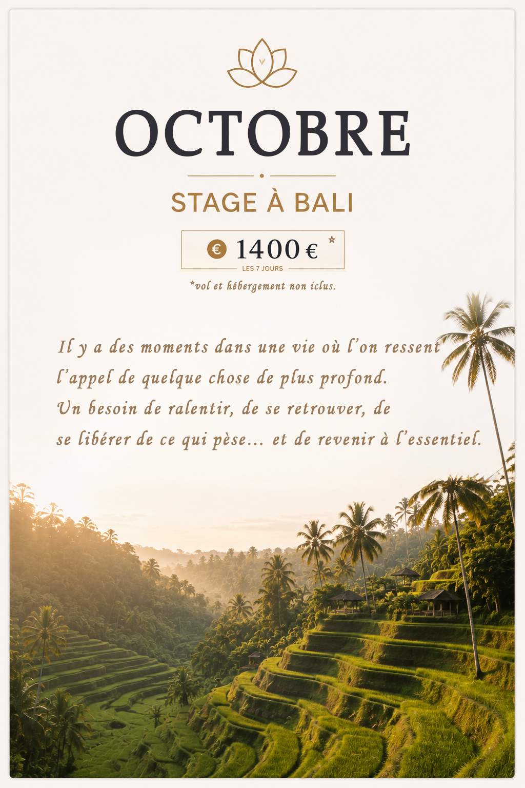 Stage Bali -------- 2027 --------- OCTOBRE - Date : Non disponible