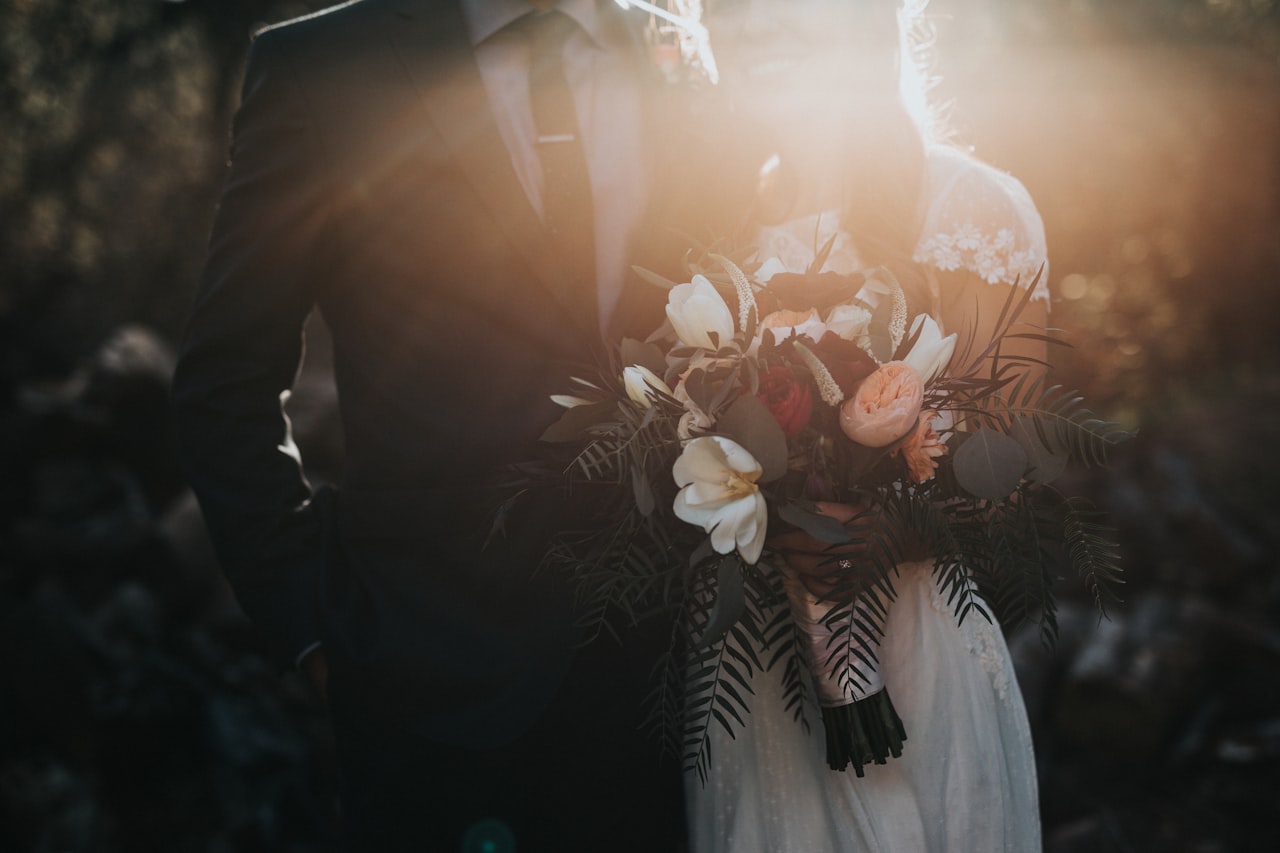 Couple at Houston wedding ceremony with elegant music and lighting by AMP Events & Lighting
