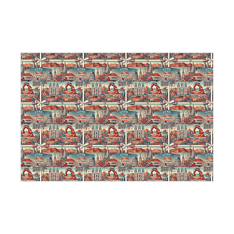 Thumbnail: Wrapping paper with various Utah landmarks, Utah Gift Wrapping Paper | Arch State.