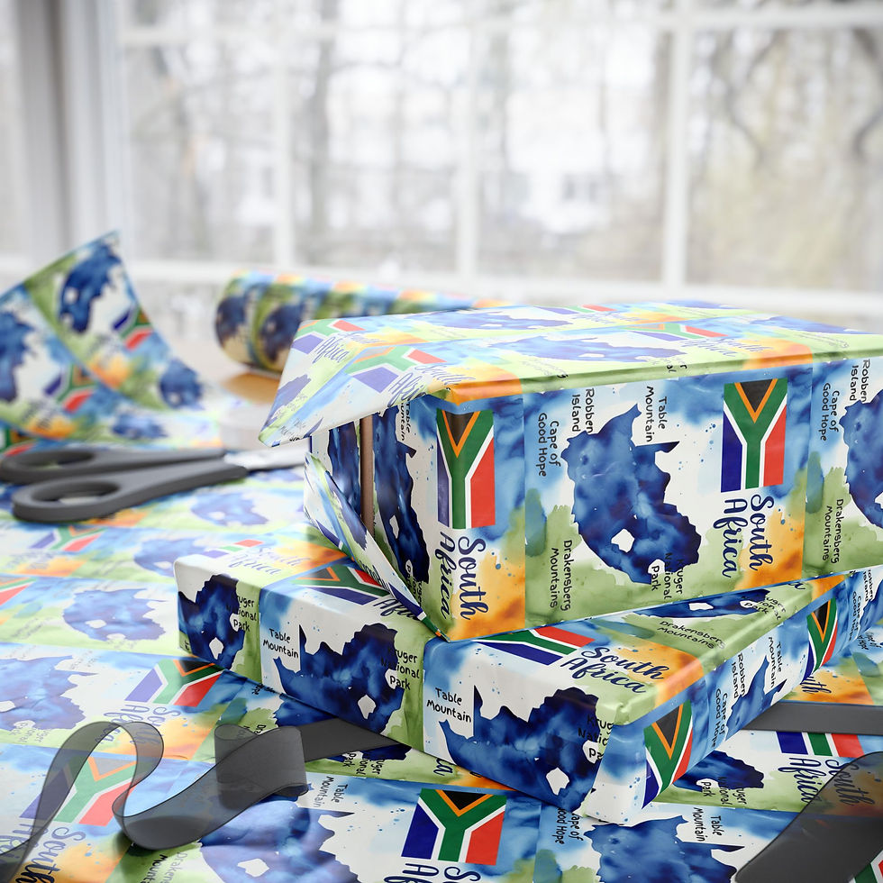 Thumbnail: South Africa gift wrap with map and flag design