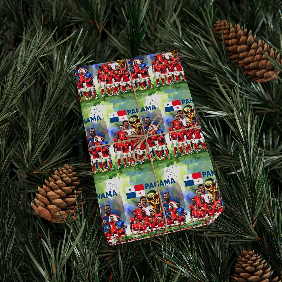 Thumbnail: Wrapped gift with Panama football theme on pine needles