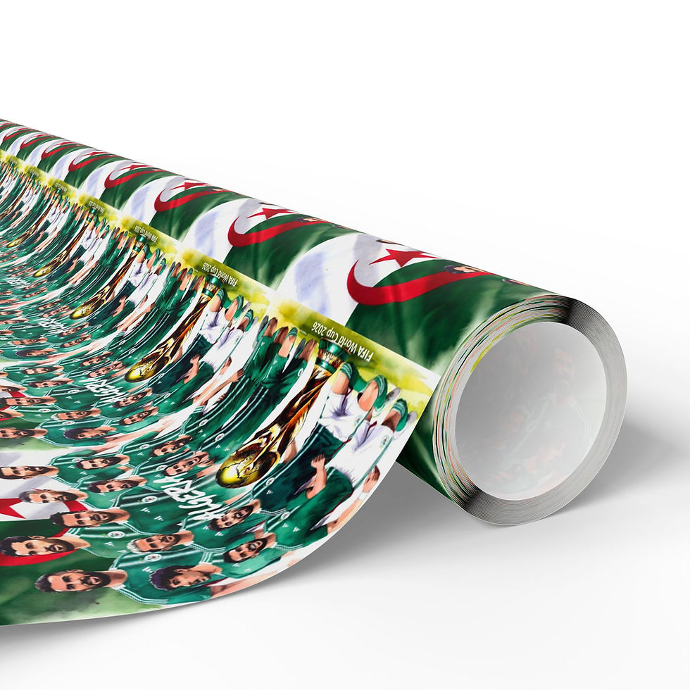 Thumbnail: Gift wrap roll with Algerian flag and football players
