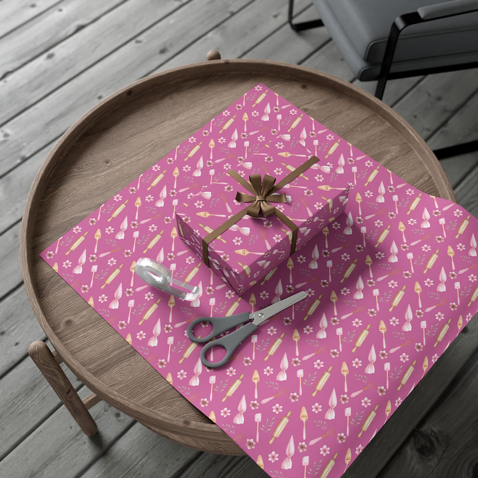 Thumbnail: Gift-wrapped box on pink wrapping paper with scissors, bow, and ribbon.