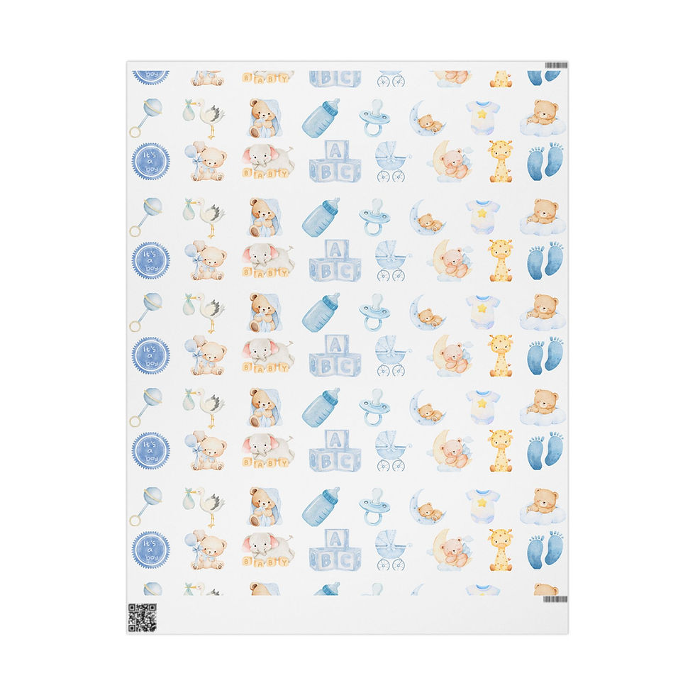 Thumbnail: Baby Boy Nursery Wrap featuring blue and beige baby icons.