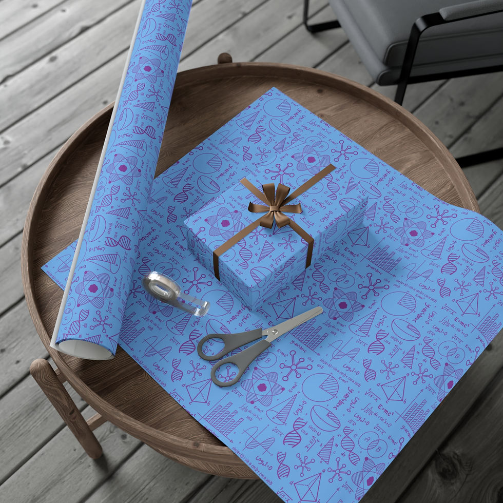 Thumbnail: Wrapped gift box and roll of wrapping paper on a wooden table. Cannabis Gift Wrap
