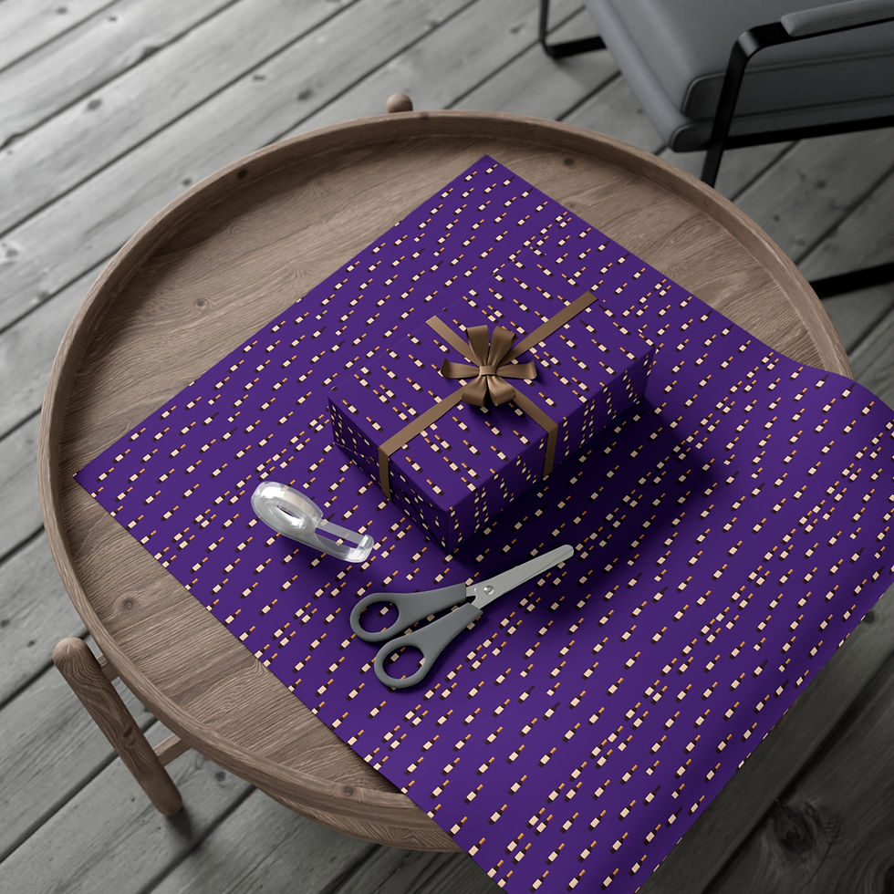 Thumbnail: Gift wrapped on purple paper with scissors, Wine Aficionado Gift Wrapping Paper. Elegant presentation.