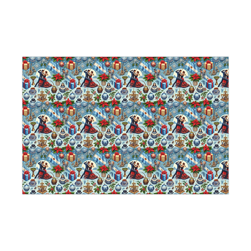 Thumbnail: Christmas-themed wrapping paper featuring dogs, ornaments, and gifts; festive holiday pattern.