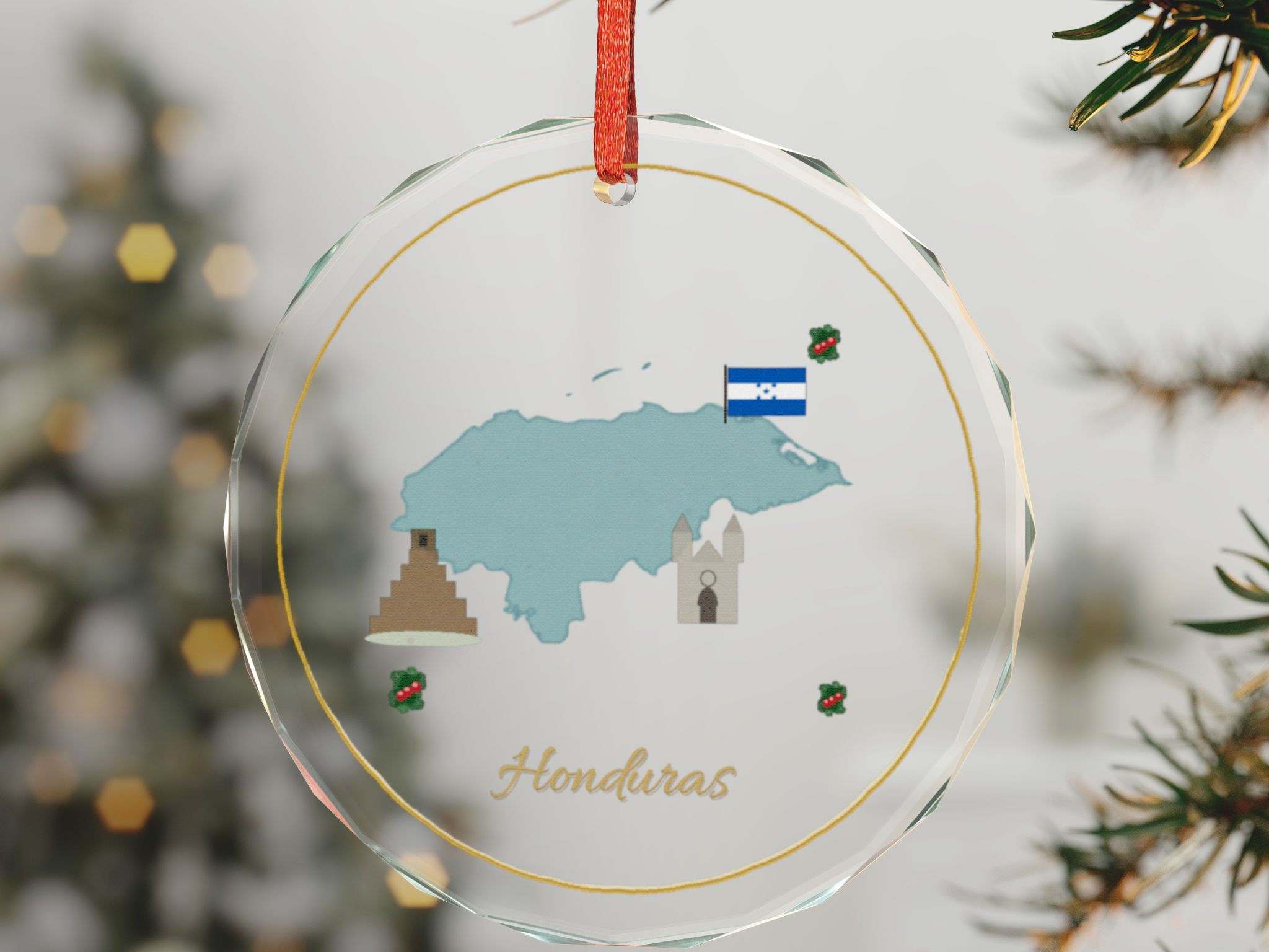 Honduras Christmas Glass Ornament | Travel Holiday Keepsake