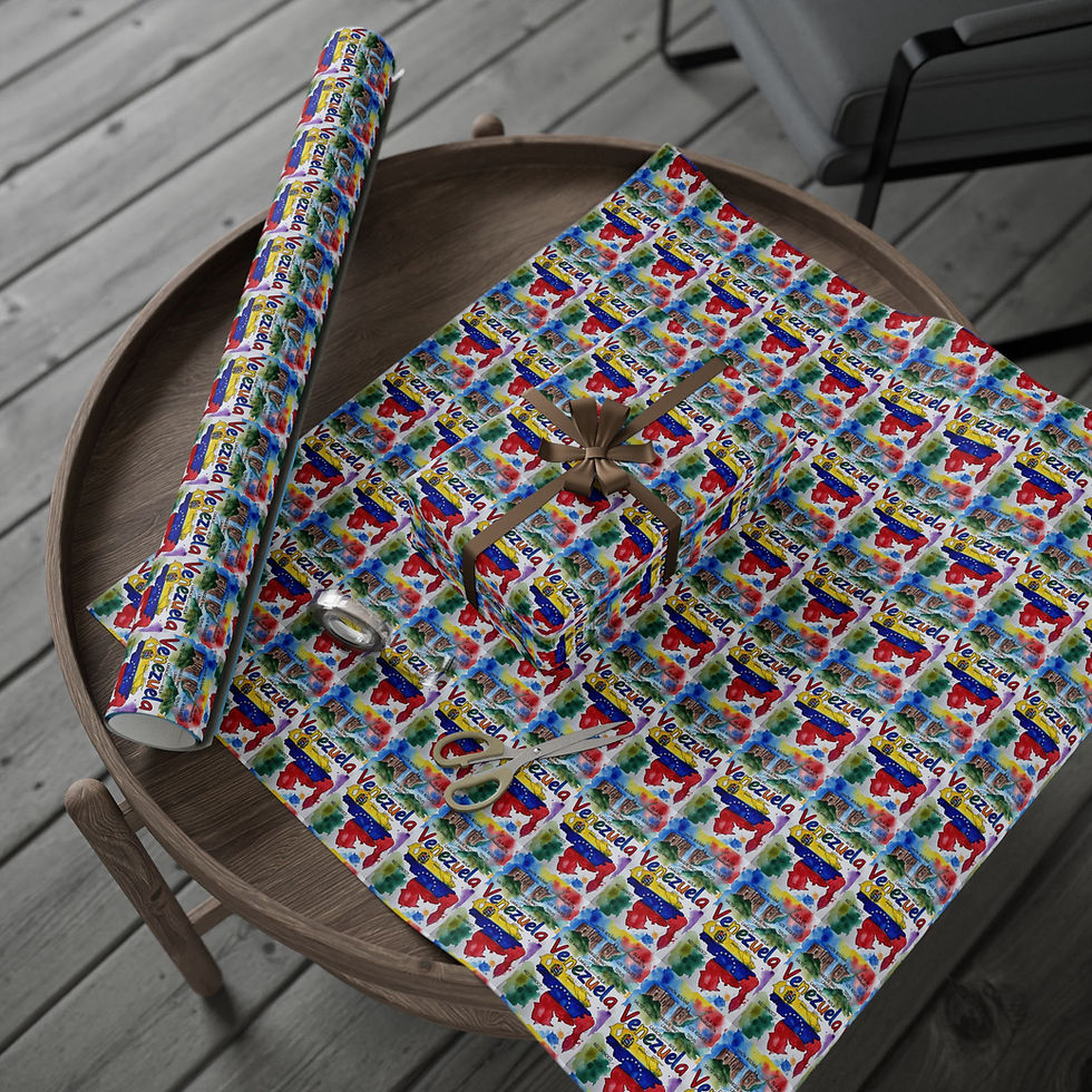 Thumbnail: Venezuela gift wrapping paper with map and flag pattern