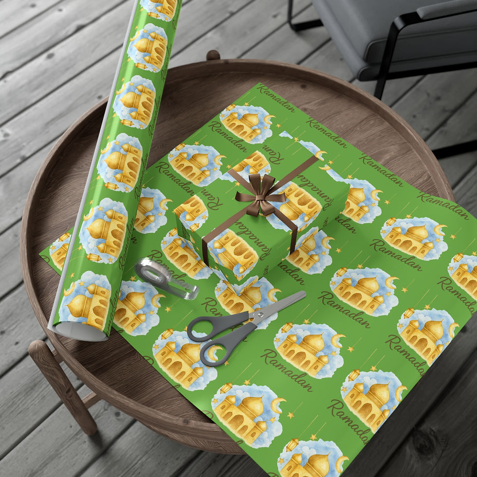 Thumbnail: Gift wrapping paper with cheese patterns, scissors on a wooden table Taguara Americana