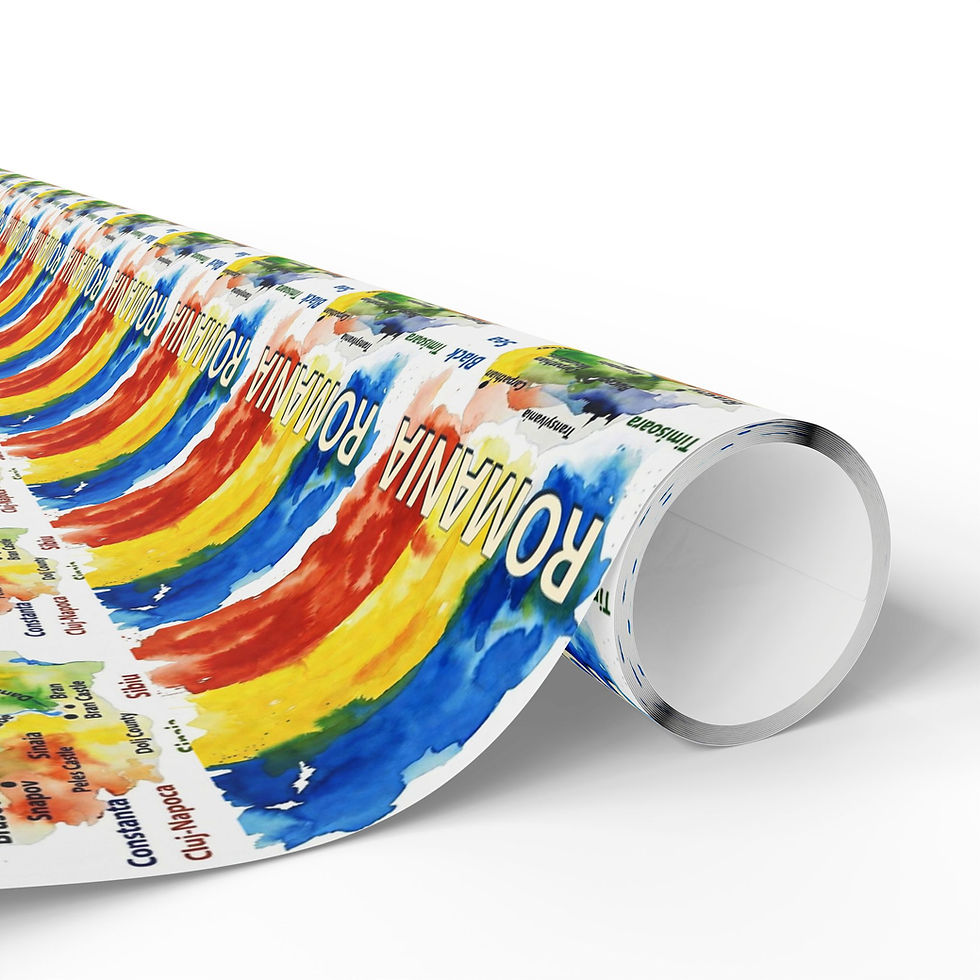 Thumbnail: Roll of gift wrapping paper with Romanian flag design