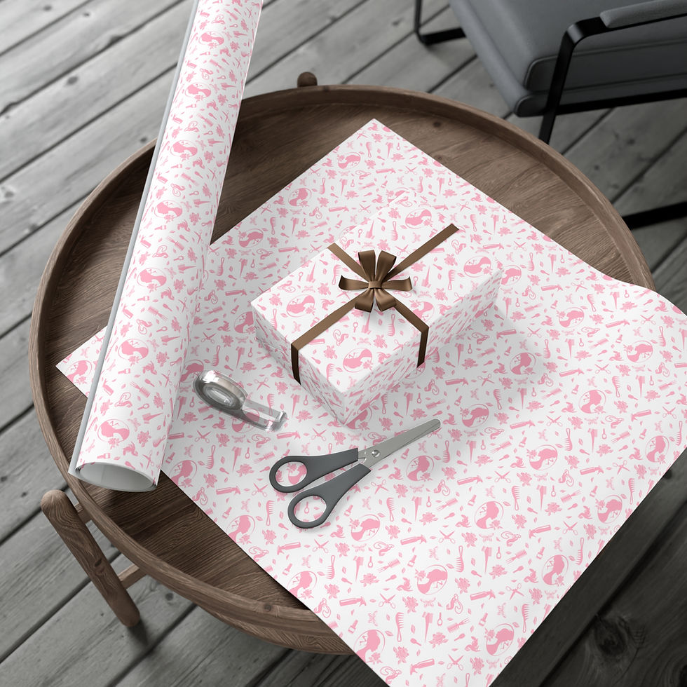 Thumbnail: Gift wrapped, scissors and wrapping paper on a table, Brick Wall Masonry Gift Wrapping Paper