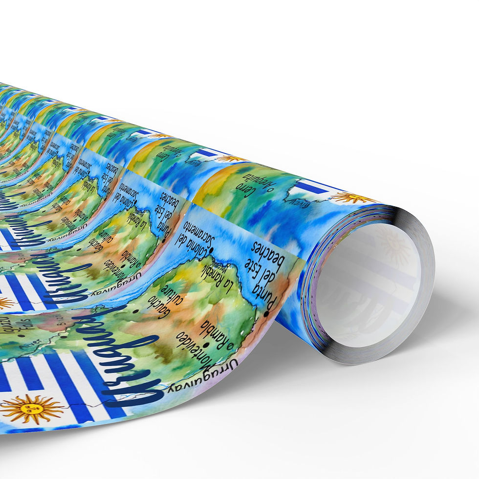 Thumbnail:  Uruguay Flag Map Gift Wrapping Paper | South American Travel Gift 