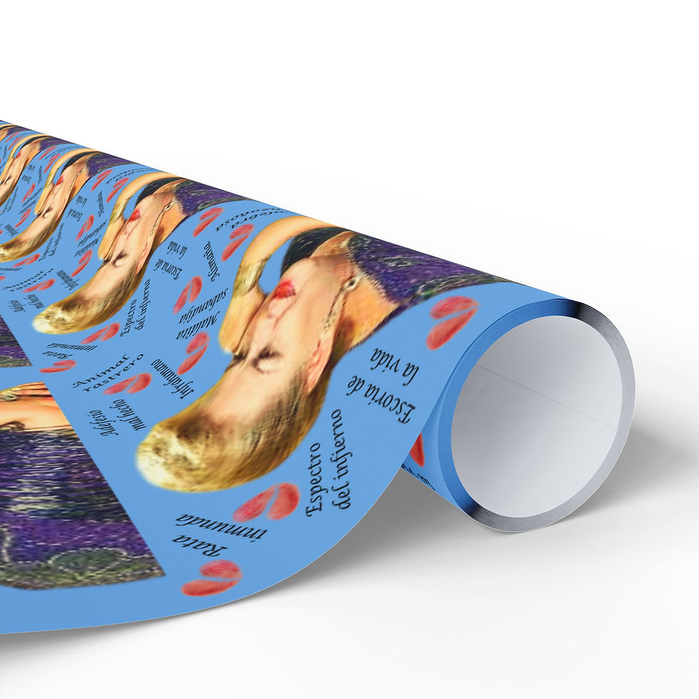 Thumbnail: Paquita la del Barrio gift wrap rolls on a blue background, text visible.