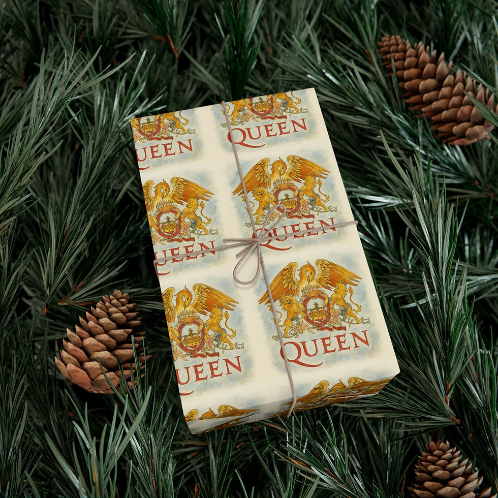 Thumbnail: Queen logo gift wrap on green, Queen Rock Band Inspired Gift Wrapping Paper | Classic Rock Music Wrap with Logo