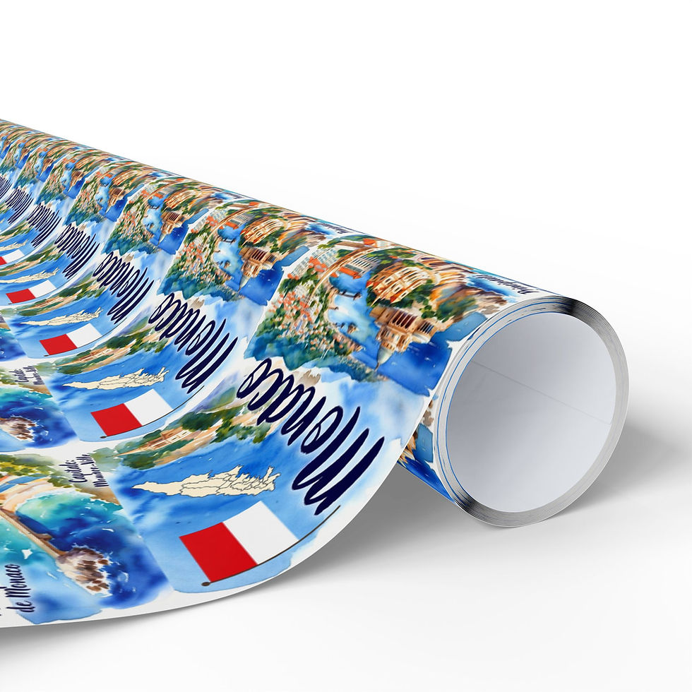 Thumbnail: Gift wrapping paper with Monaco flag and map design