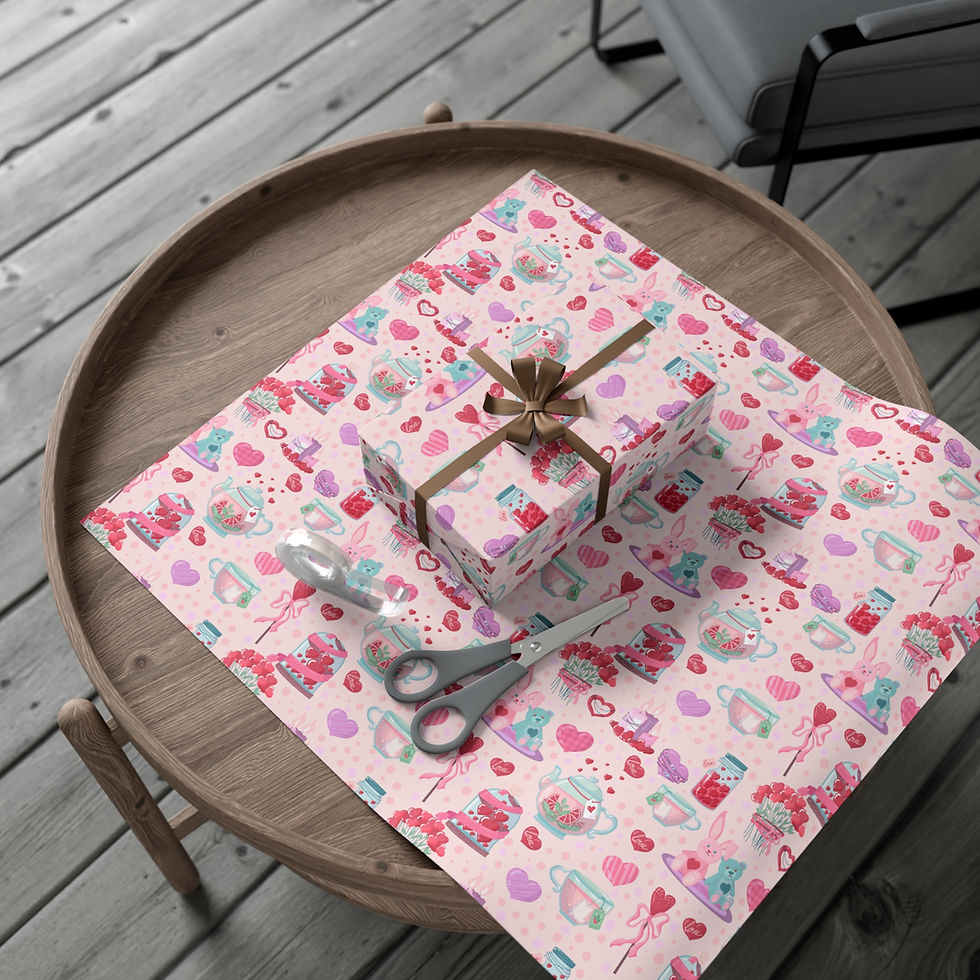 Thumbnail: Gift-wrapped present on Ohio Inspired Gift Wrapping Paper with scissors on a table