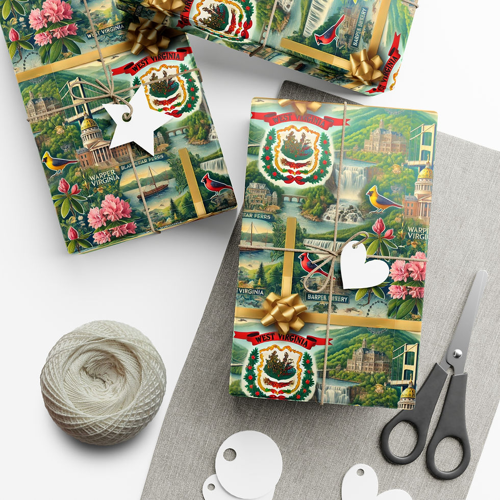 Thumbnail: Wrapped gifts on wrapping paper with tags, string, and scissors on gray paper