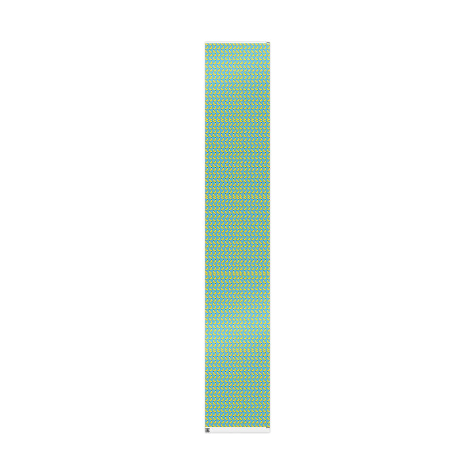 A long roll of banana gift wrap with yellow patterns.