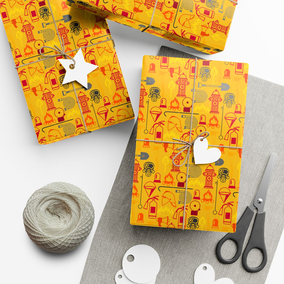 Thumbnail: Wrapped gifts with tags and scissors. 50th Birthday Gift Wrapping Paper | Fun Unisex 50 Design.