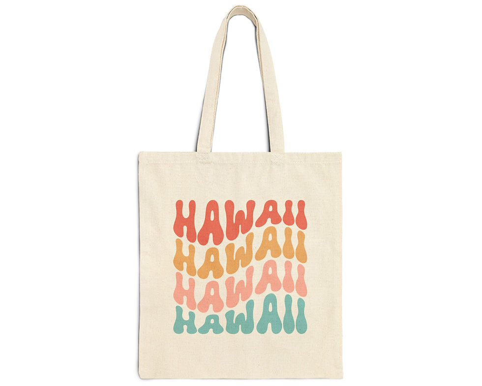 Thumbnail: Hawaii Tote Bag | Wavy 70s State Pride Carryall