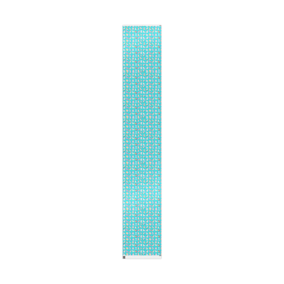 Teal unicorn gift wrap roll with patterned illustrations