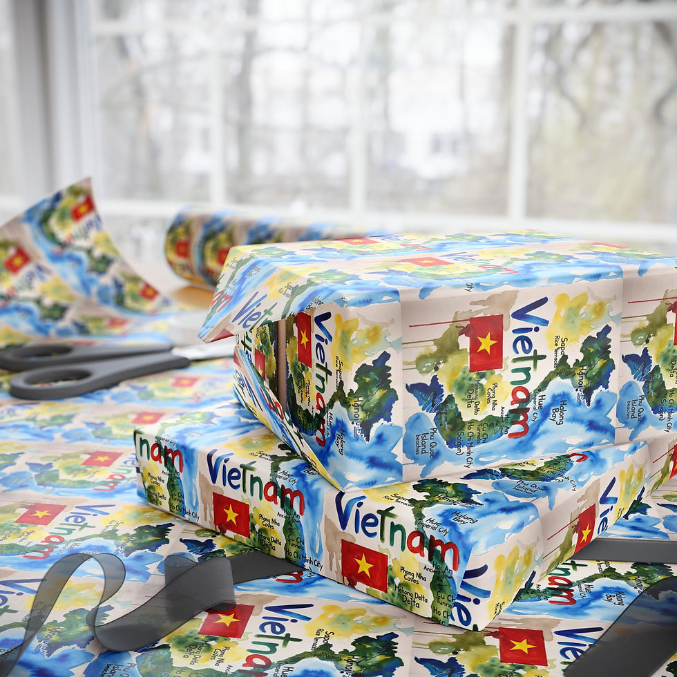 Thumbnail: Vietnam Map Gift Wrapping Paper | Patriotic Vietnam Travel Theme Gift Wrap