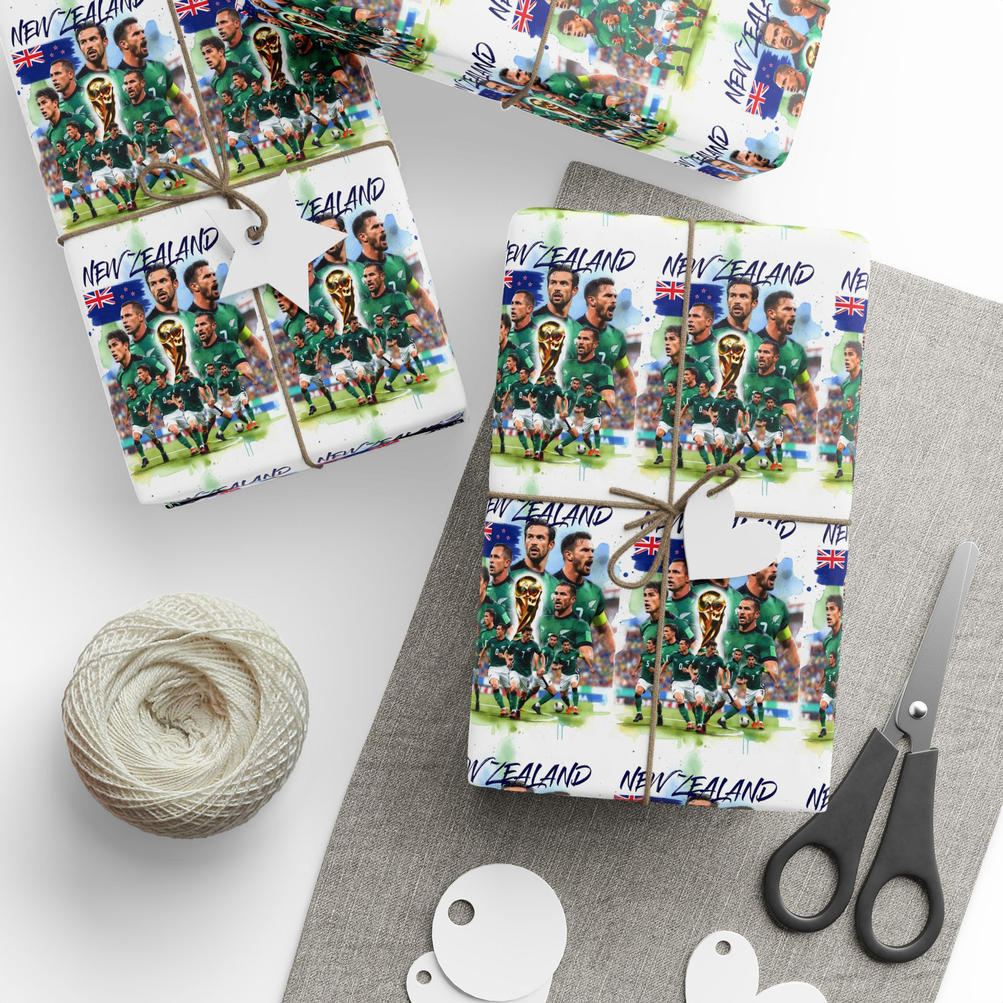 New Zealand World Cup Wrapping Paper | Football Fan & Kiwi Soccer Birthday Gift