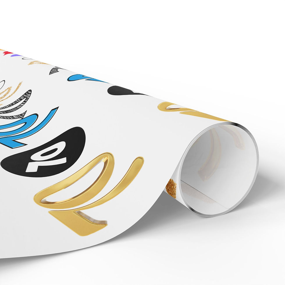 Thumbnail: Rolled gift wrapping paper with colorful icons and 70th Birthday Design