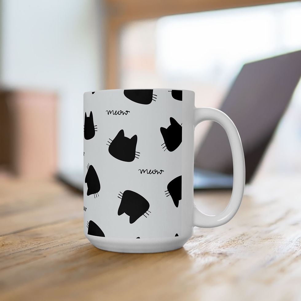 Thumbnail: Black Cat Meow Coffee Mug 11oz 15oz | Gift for Cat Lovers and Cat Moms
