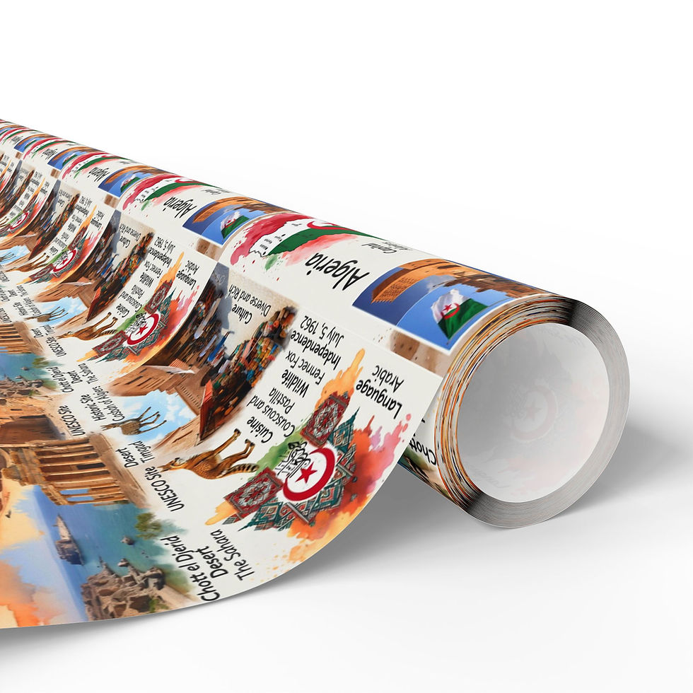 Thumbnail: Wrapping paper roll with Algeria text and flag details, High Oak Paper.