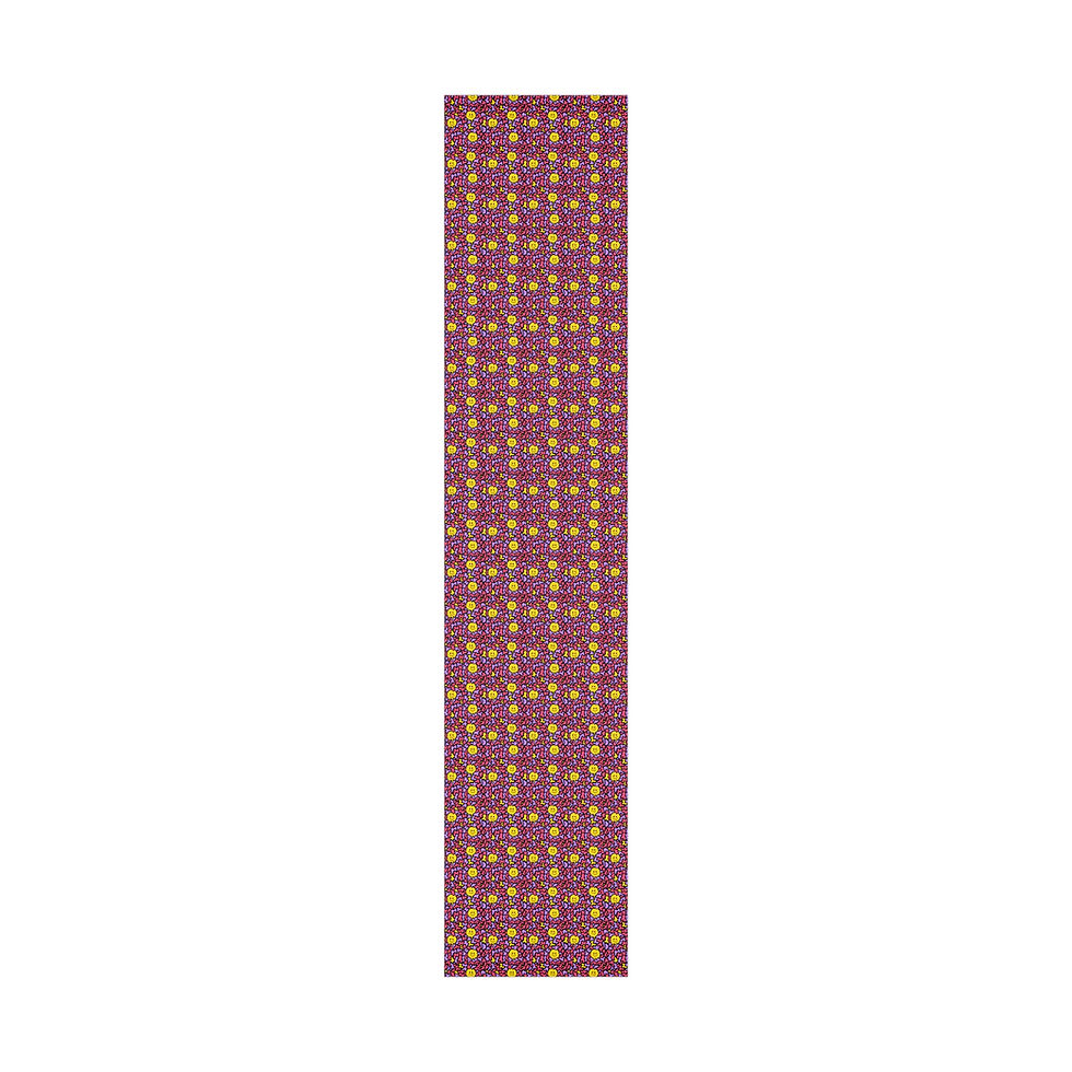 Thumbnail: Patterned wrapping paper with yellow dots on a maroon background; gift wrapping