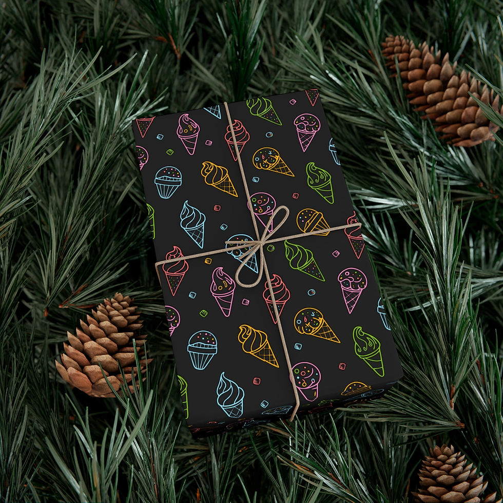 Thumbnail: Gift wrapped with black ice cream cone pattern, Chicken Lover Gift Wrapping Paper.